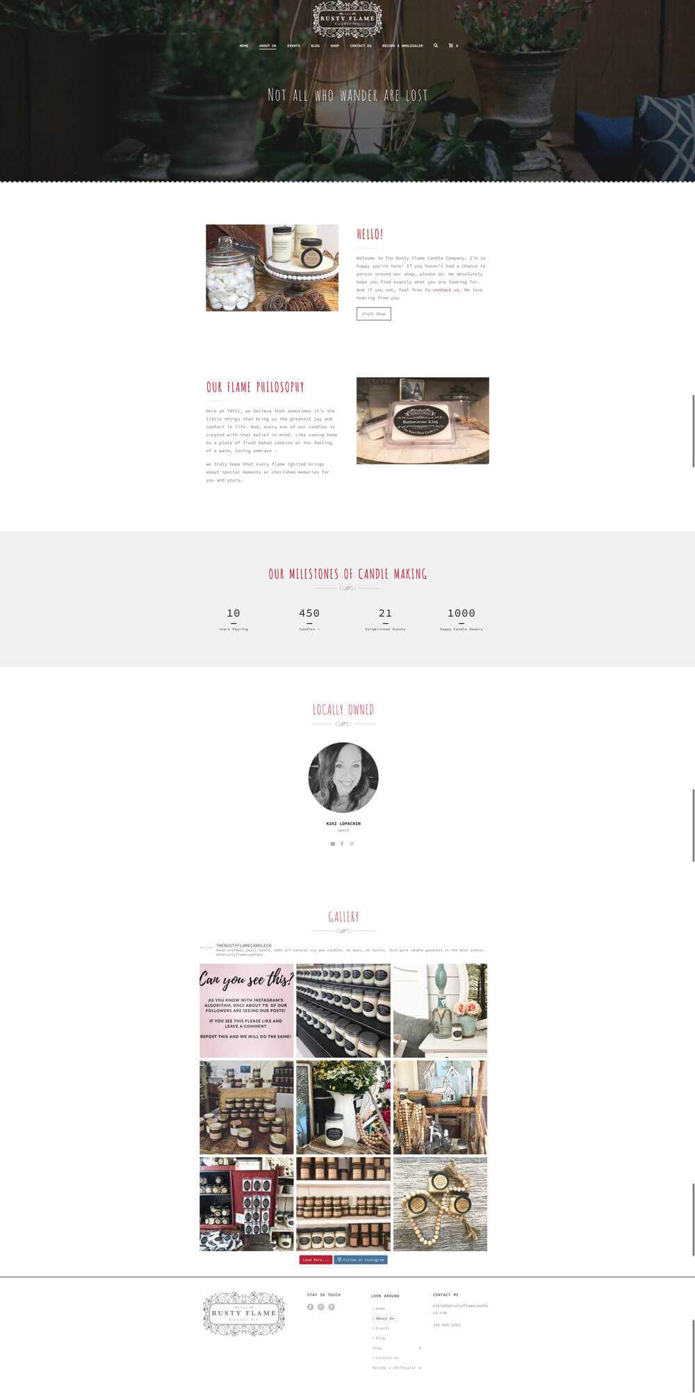 Rusty Flame Candle Shop home page